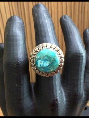 Sterling Silver Statement Ring - Blue Size 7.5